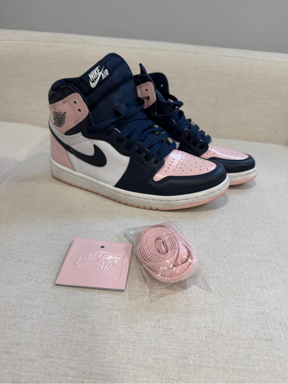 Nike Women’s High-Top Sneakers - Navy, Pink, White